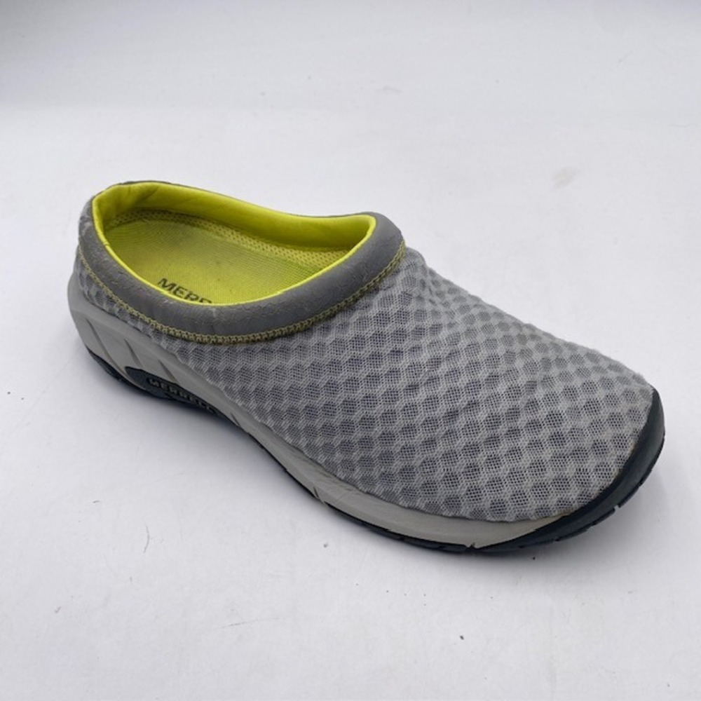 Merrell Encore Drizzle Mesh Clogs Womens 9 Grey Lime Green Slip On Mules J62028